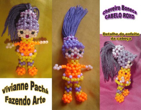 CHAVEIRO - BONECA CABELO FRANJINHA - CRIAÇÃO MINHA